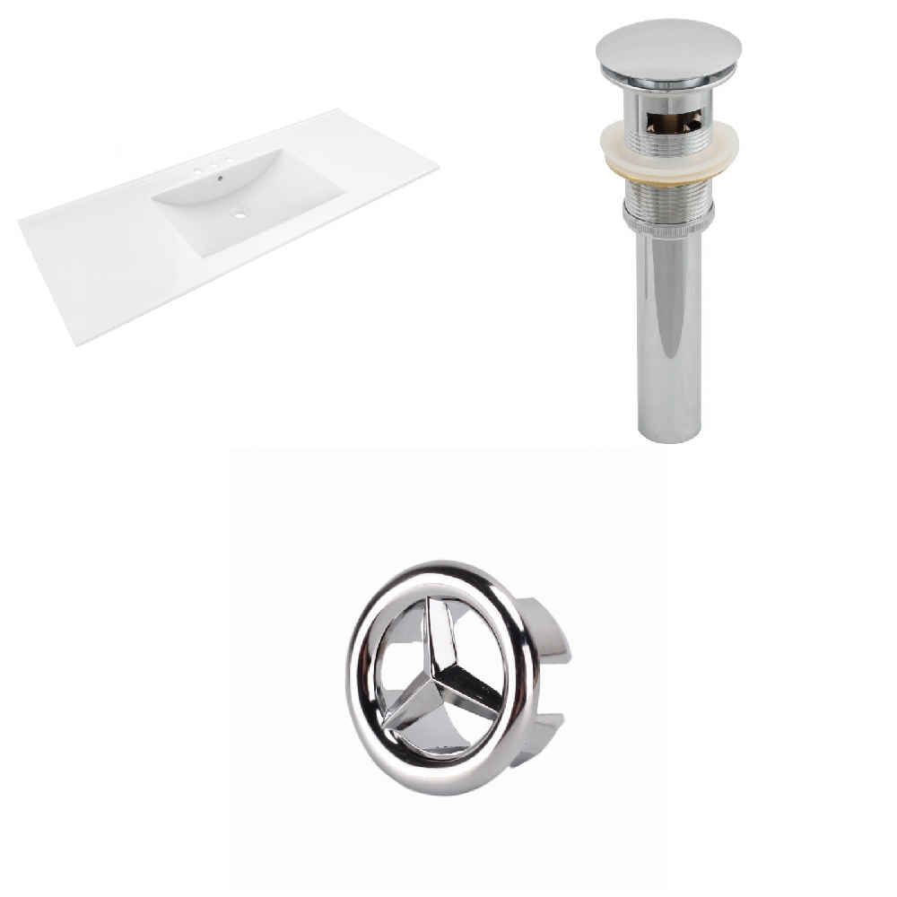 48-in. W 3H4-in. Ceramic Top Set In White Color - Overflow Drain Incl.