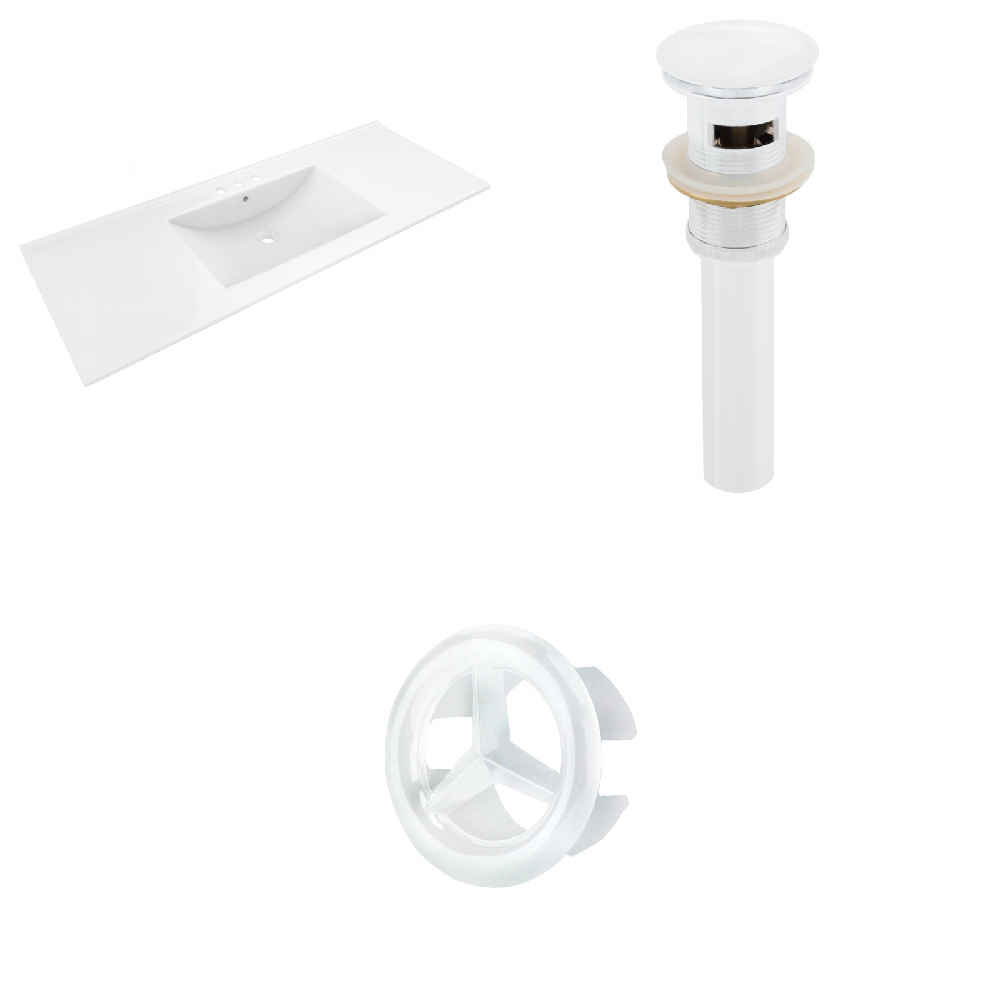 48-in. W 3H4-in. Ceramic Top Set In White Color - Overflow Drain Incl.