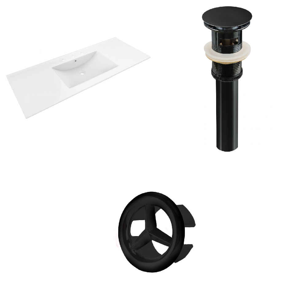48-in. W 3H8-in. Ceramic Top Set In White Color - Overflow Drain Incl.