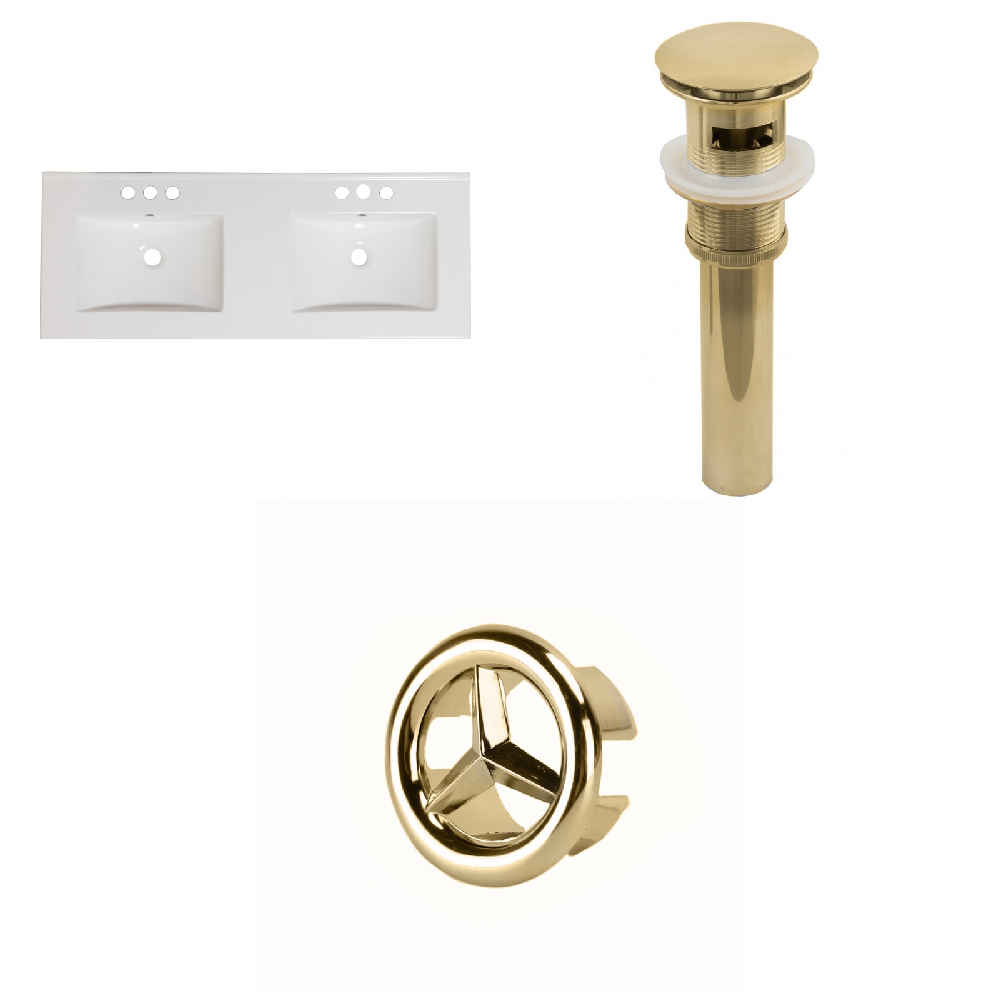 48-in. W 3H4-in. Ceramic Top Set In White Color - Overflow Drain Incl.