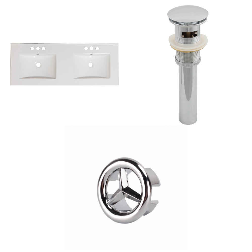 48-in. W 3H8-in. Ceramic Top Set In White Color - Overflow Drain Incl.