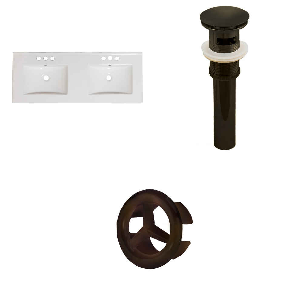 48-in. W 3H8-in. Ceramic Top Set In White Color - Overflow Drain Incl.
