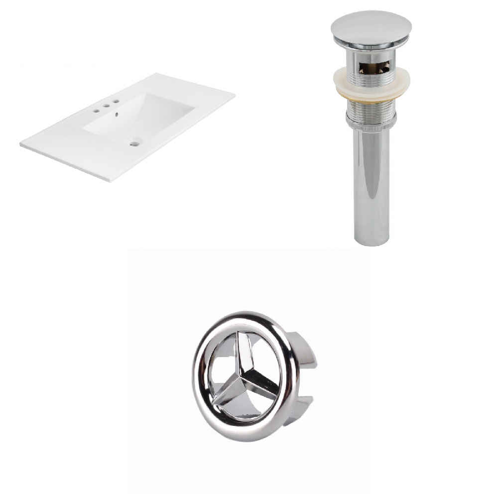 35.5-in. W 3H4-in. Ceramic Top Set In White Color - Overflow Drain Incl.