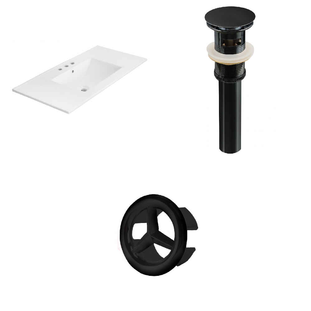 35.5-in. W 3H4-in. Ceramic Top Set In White Color - Overflow Drain Incl.