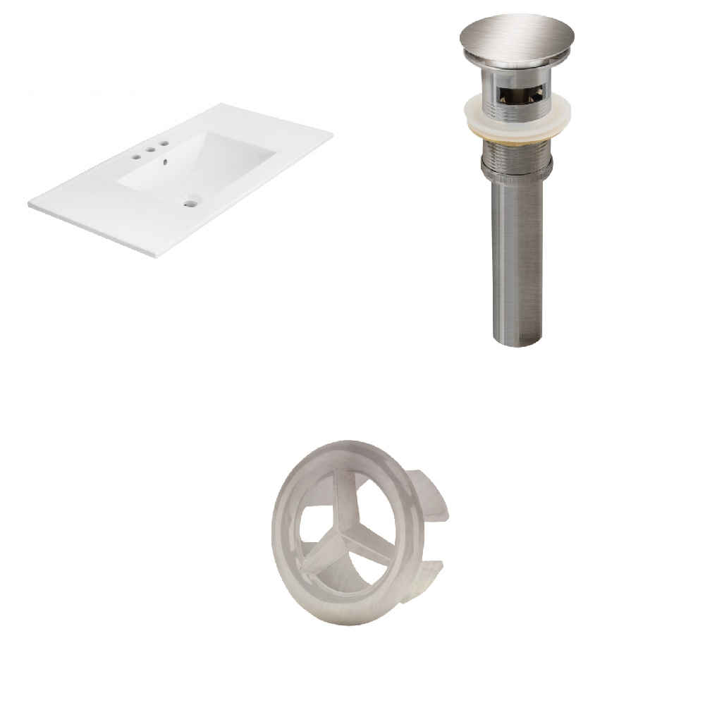 35.5-in. W 3H4-in. Ceramic Top Set In White Color - Overflow Drain Incl.