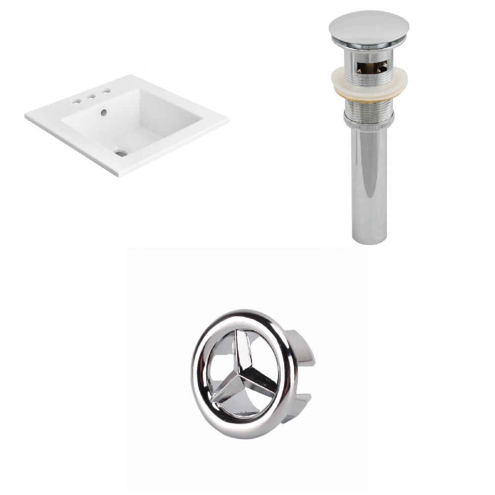 21-in. W 3H4-in. Ceramic Top Set In White Color - Overflow Drain Incl.