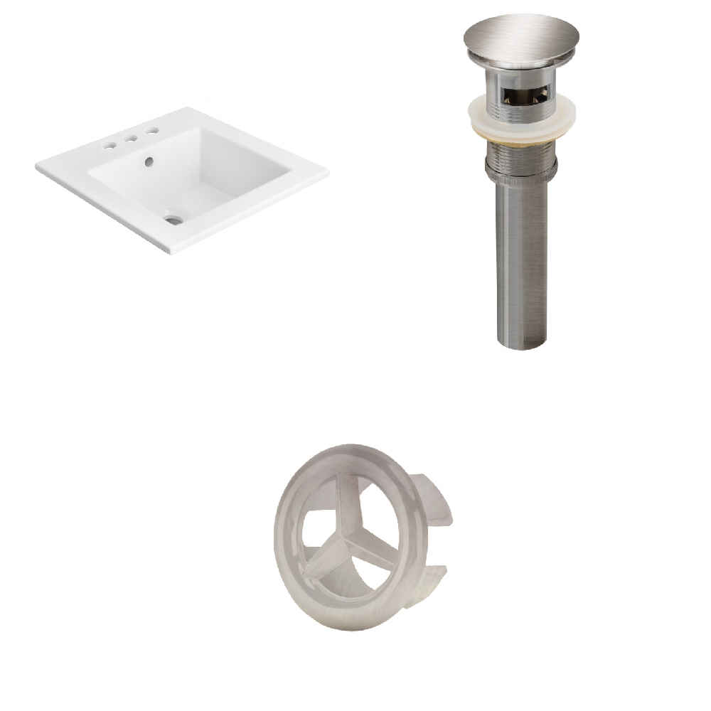 21-in. W 3H4-in. Ceramic Top Set In White Color - Overflow Drain Incl.