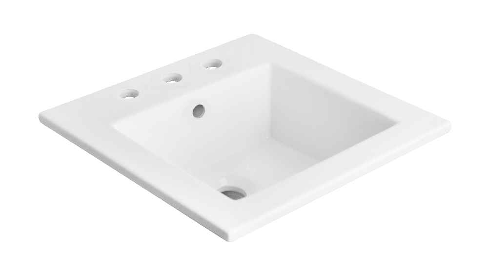 21-in. W 3H8-in. Ceramic Top Set In White Color - Overflow Drain Incl.