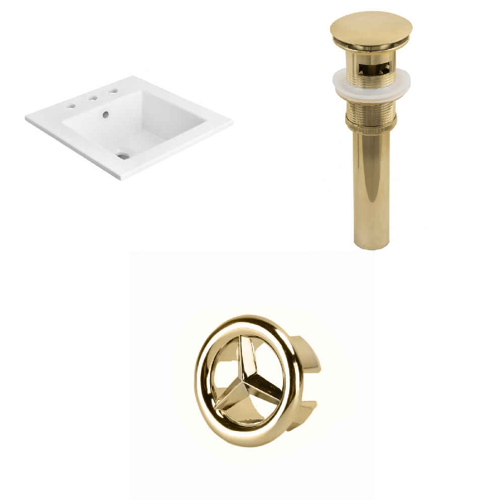21-in. W 3H8-in. Ceramic Top Set In White Color - Overflow Drain Incl.