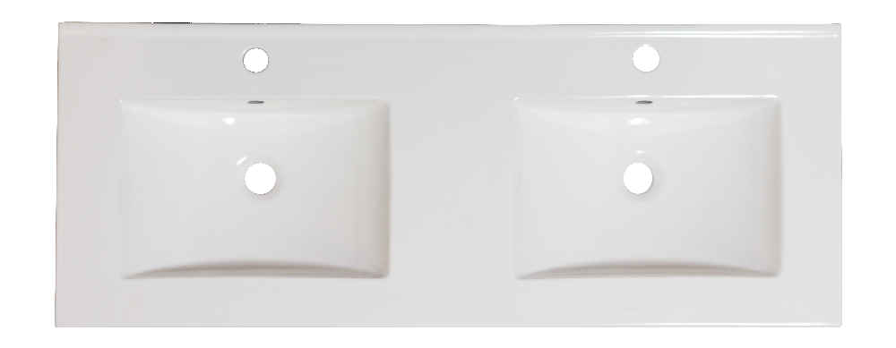 59-in. W 1 Hole Ceramic Top Set In White Color - Overflow Drain Incl.