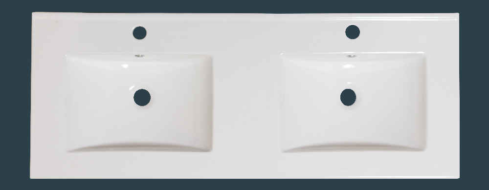 59-in. W 1 Hole Ceramic Top Set In White Color - Overflow Drain Incl.