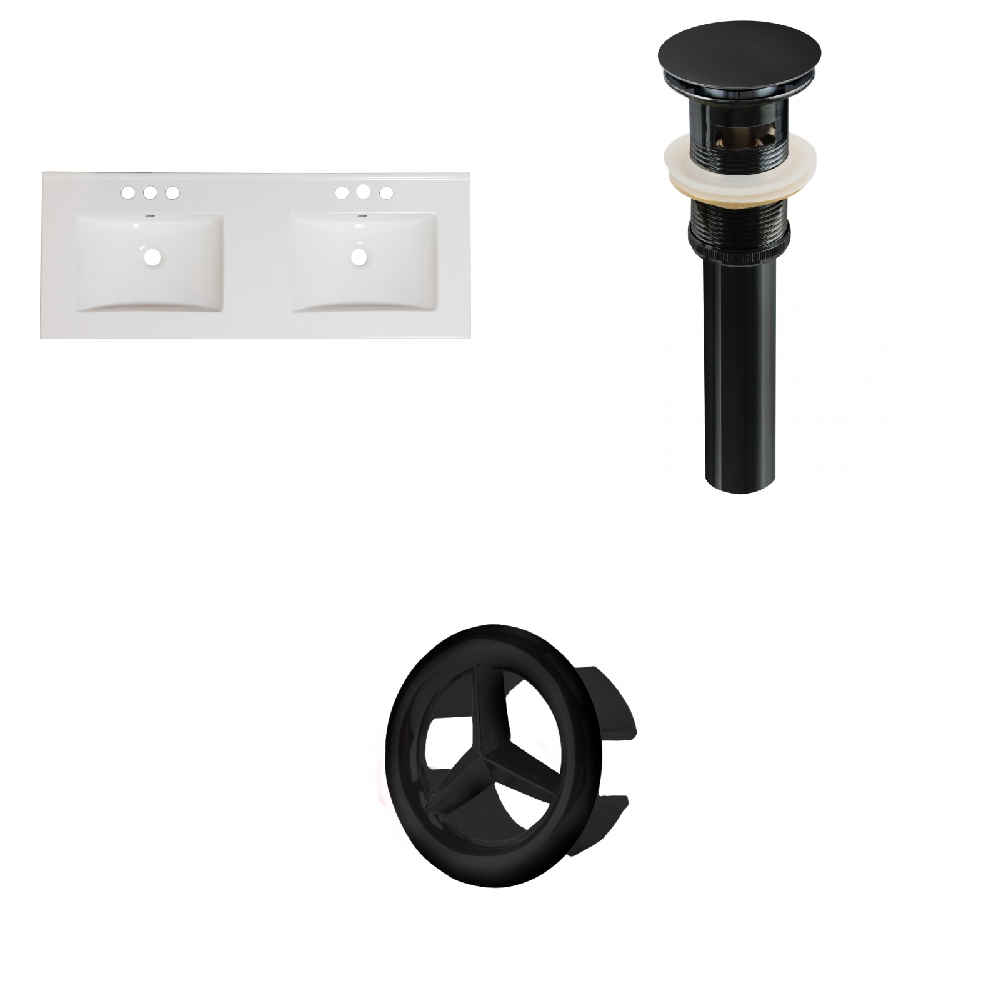 59-in. W 3H4-in. Ceramic Top Set In White Color - Overflow Drain Incl.