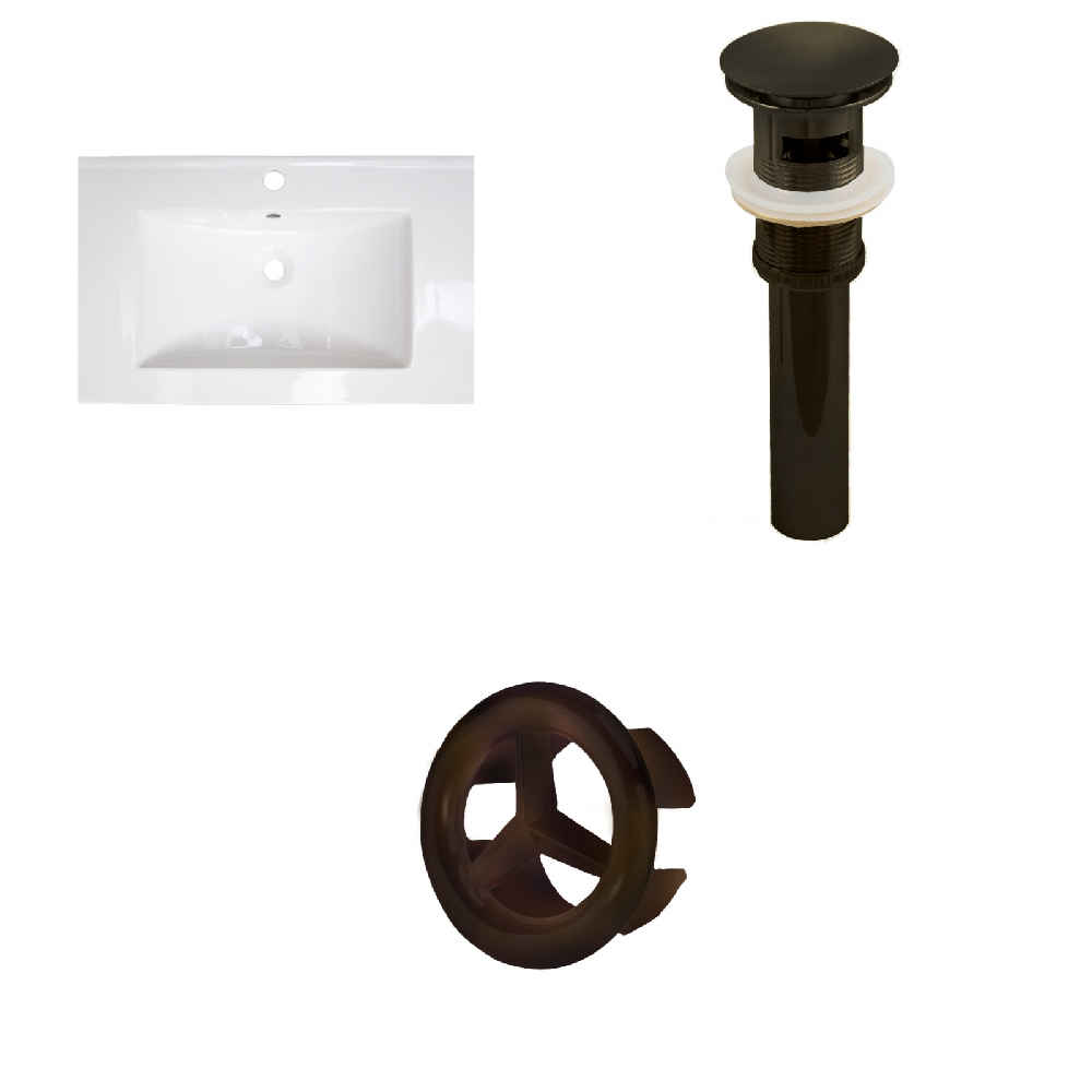 21-in. W 1 Hole Ceramic Top Set In White Color - Overflow Drain Incl.