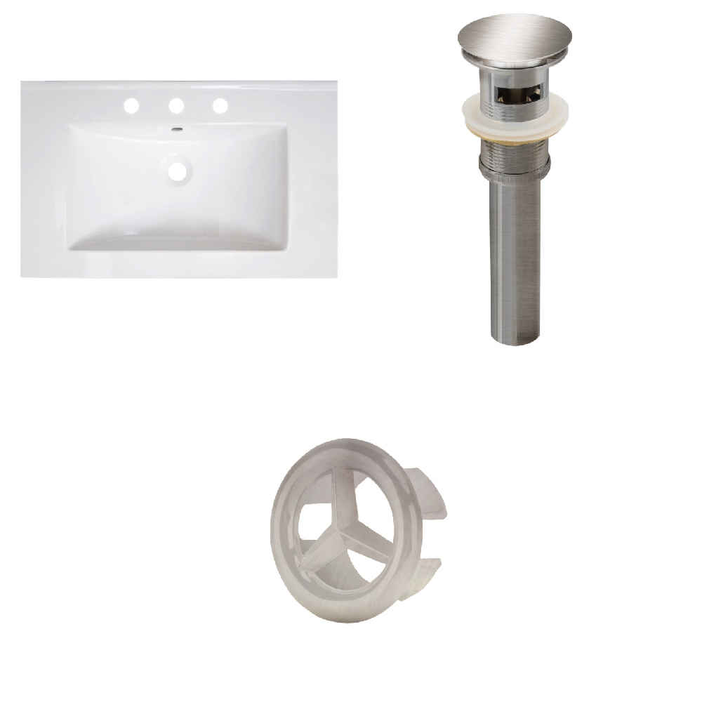 30-in. W 3H8-in. Ceramic Top Set In White Color - Overflow Drain Incl.