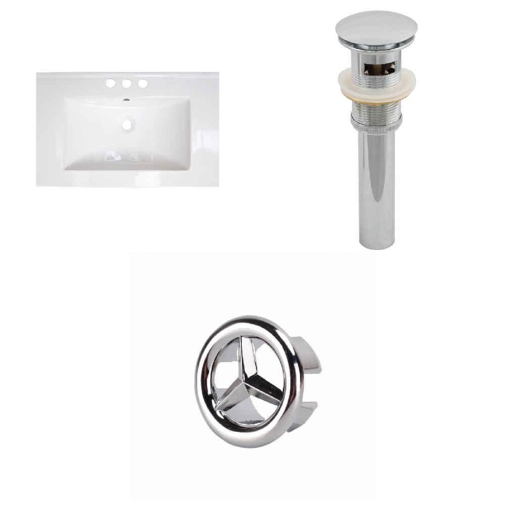 21-in. W 3H8-in. Ceramic Top Set In White Color - Overflow Drain Incl.
