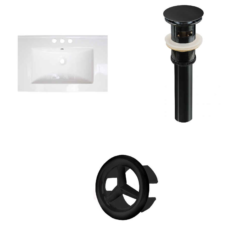 21-in. W 3H8-in. Ceramic Top Set In White Color - Overflow Drain Incl.