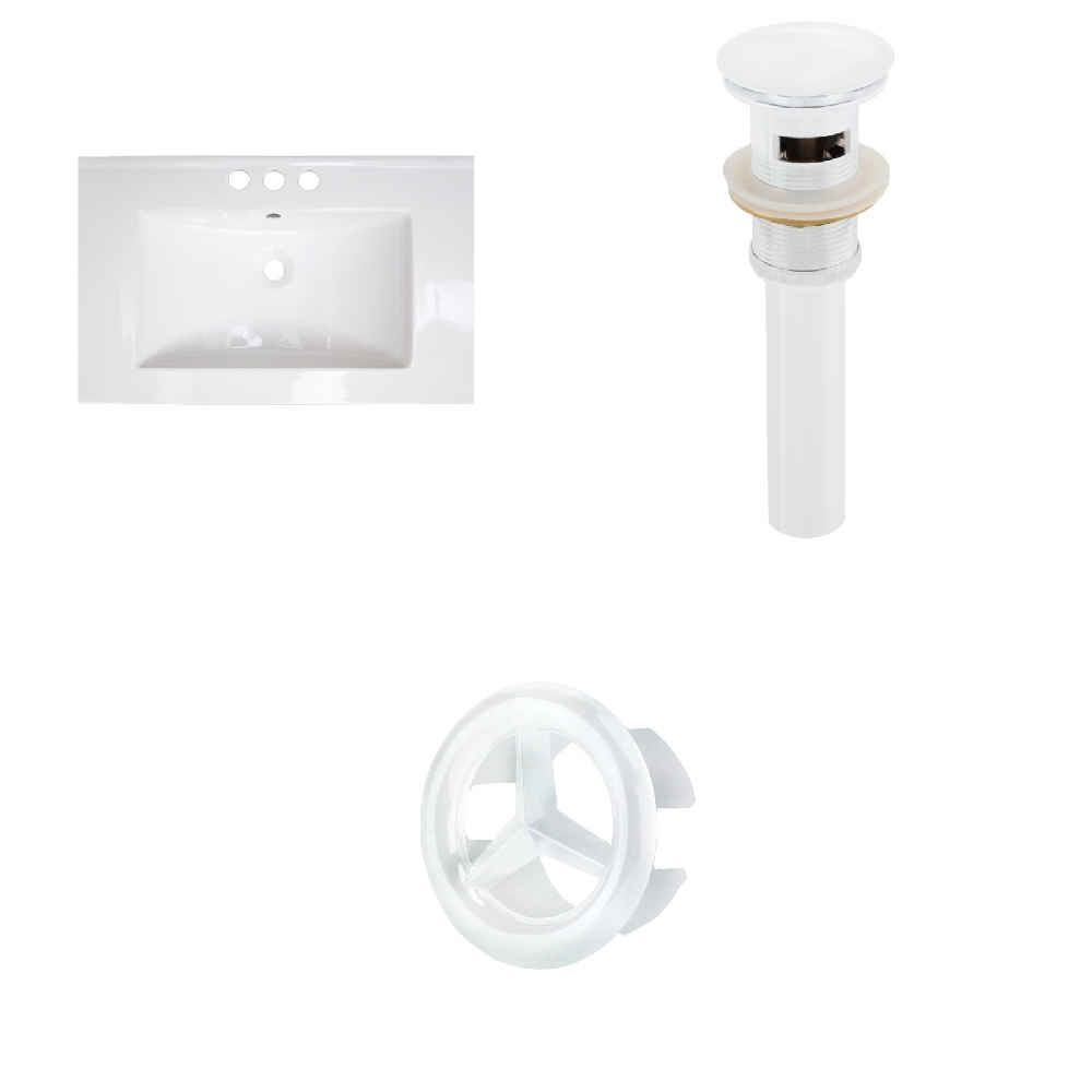 21-in. W 3H8-in. Ceramic Top Set In White Color - Overflow Drain Incl.