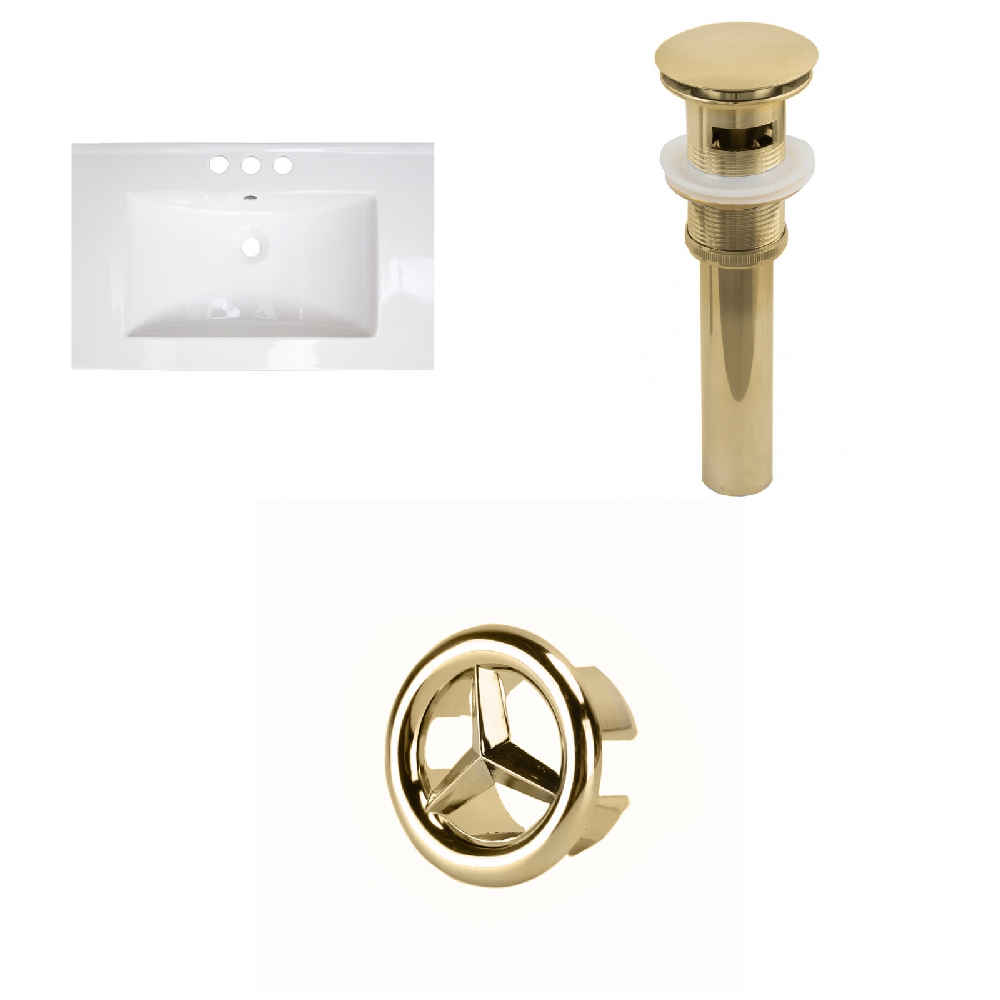21-in. W 3H8-in. Ceramic Top Set In White Color - Overflow Drain Incl.