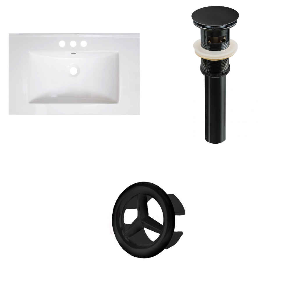 30-in. W 3H4-in. Ceramic Top Set In White Color - Overflow Drain Incl.