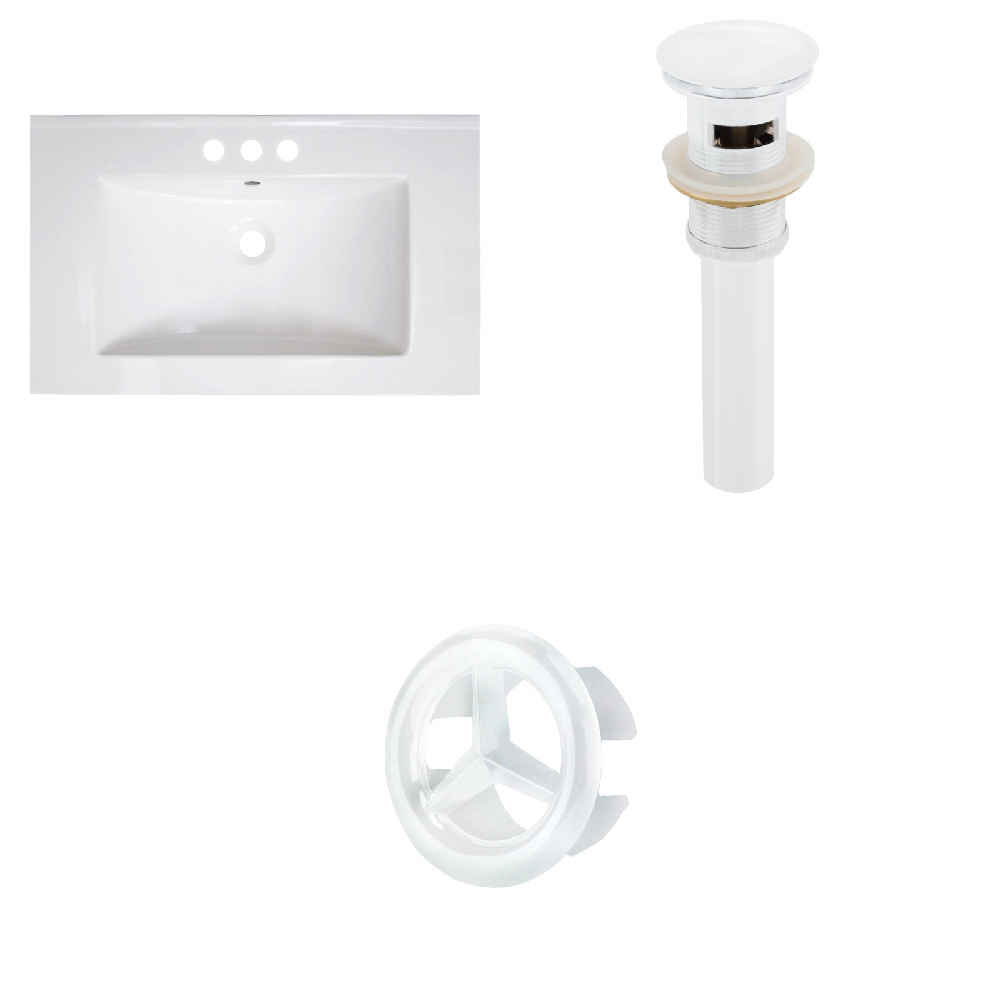 30-in. W 3H4-in. Ceramic Top Set In White Color - Overflow Drain Incl.