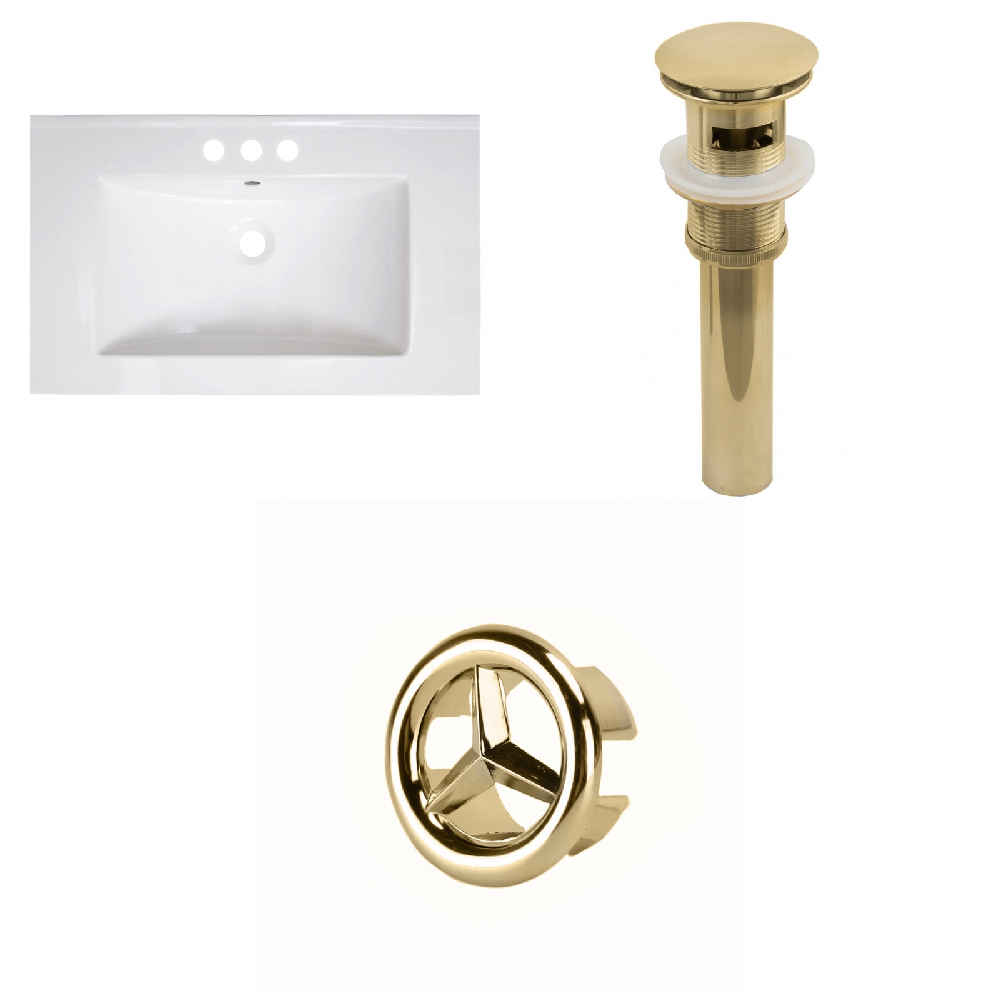 30-in. W 3H4-in. Ceramic Top Set In White Color - Overflow Drain Incl.