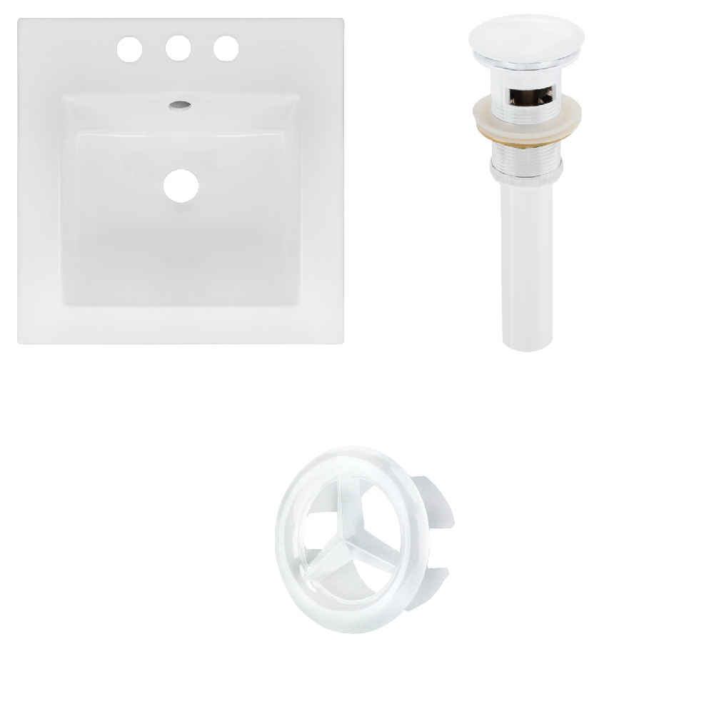 16.5-in. W 3H4-in. Ceramic Top Set In White Color - Overflow Drain Incl.