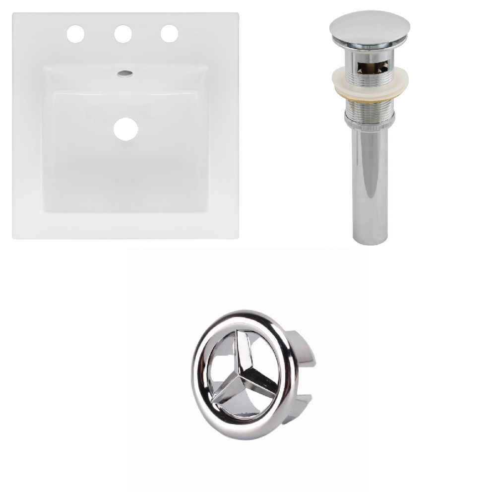 16.5-in. W 3H8-in. Ceramic Top Set In White Color - Overflow Drain Incl.