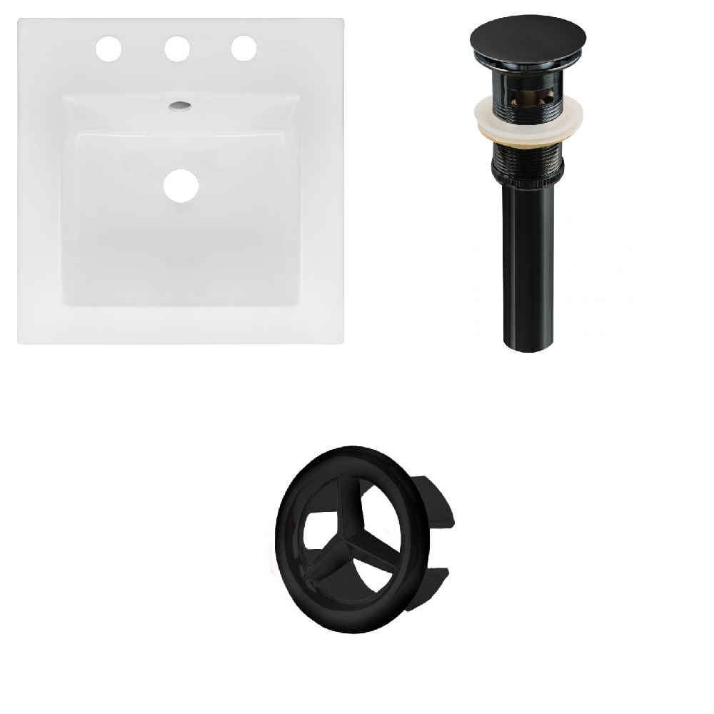 16.5-in. W 3H8-in. Ceramic Top Set In White Color - Overflow Drain Incl.