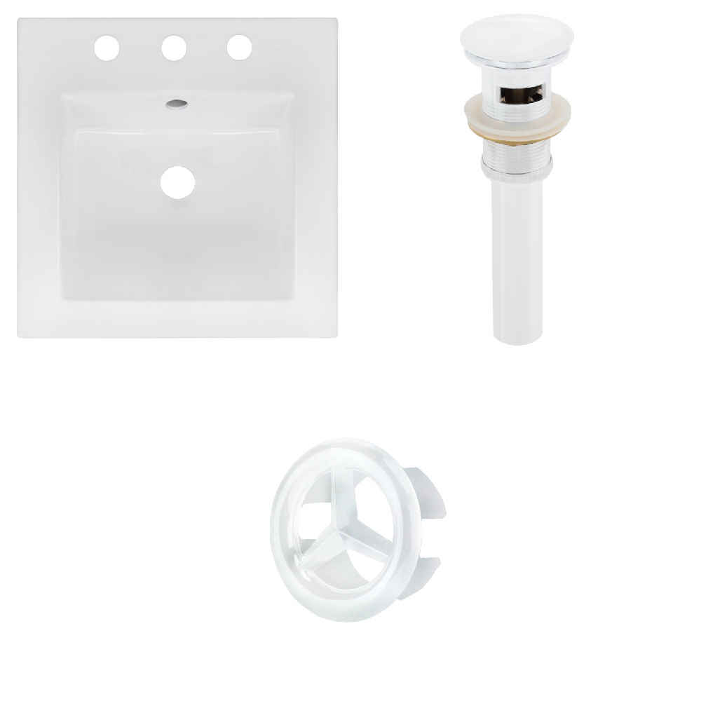 16.5-in. W 3H8-in. Ceramic Top Set In White Color - Overflow Drain Incl.