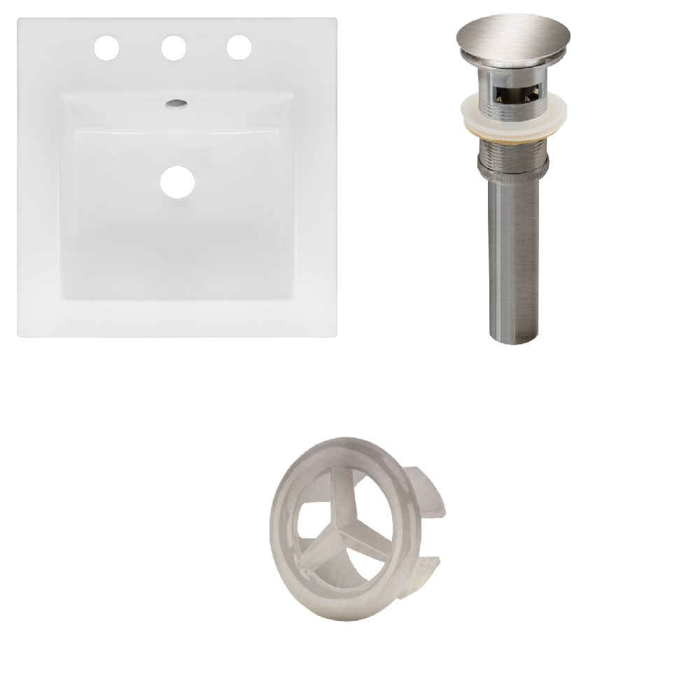 16.5-in. W 3H8-in. Ceramic Top Set In White Color - Overflow Drain Incl.
