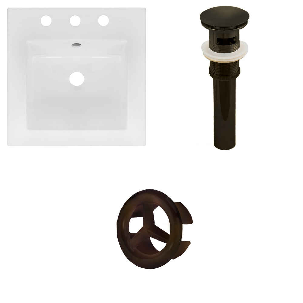 16.5-in. W 3H8-in. Ceramic Top Set In White Color - Overflow Drain Incl.