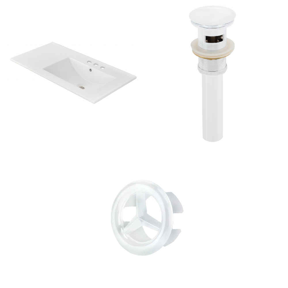 35.5-in. W 3H4-in. Ceramic Top Set In White Color - Overflow Drain Incl.
