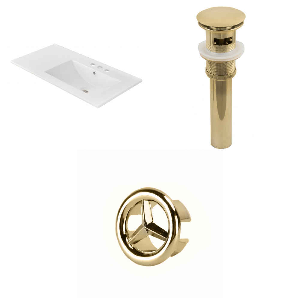 35.5-in. W 3H4-in. Ceramic Top Set In White Color - Overflow Drain Incl.