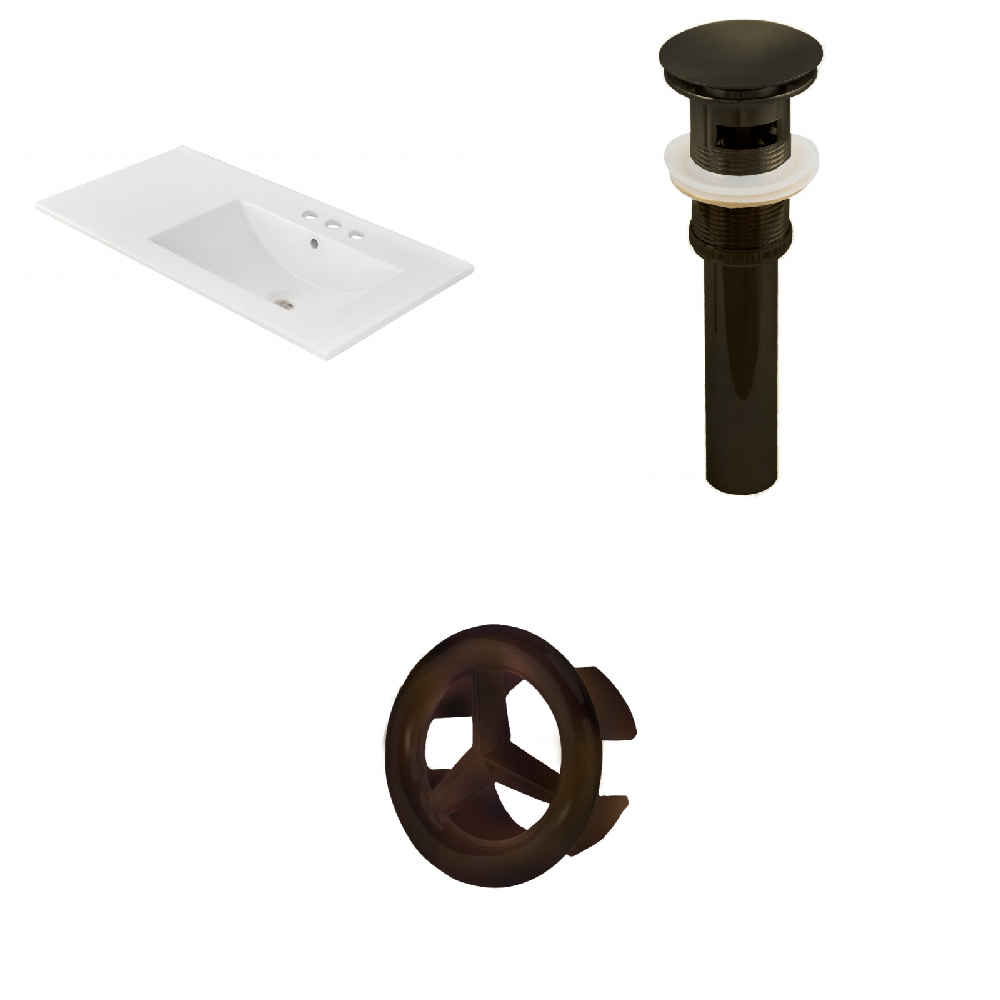 35.5-in. W 3H4-in. Ceramic Top Set In White Color - Overflow Drain Incl.
