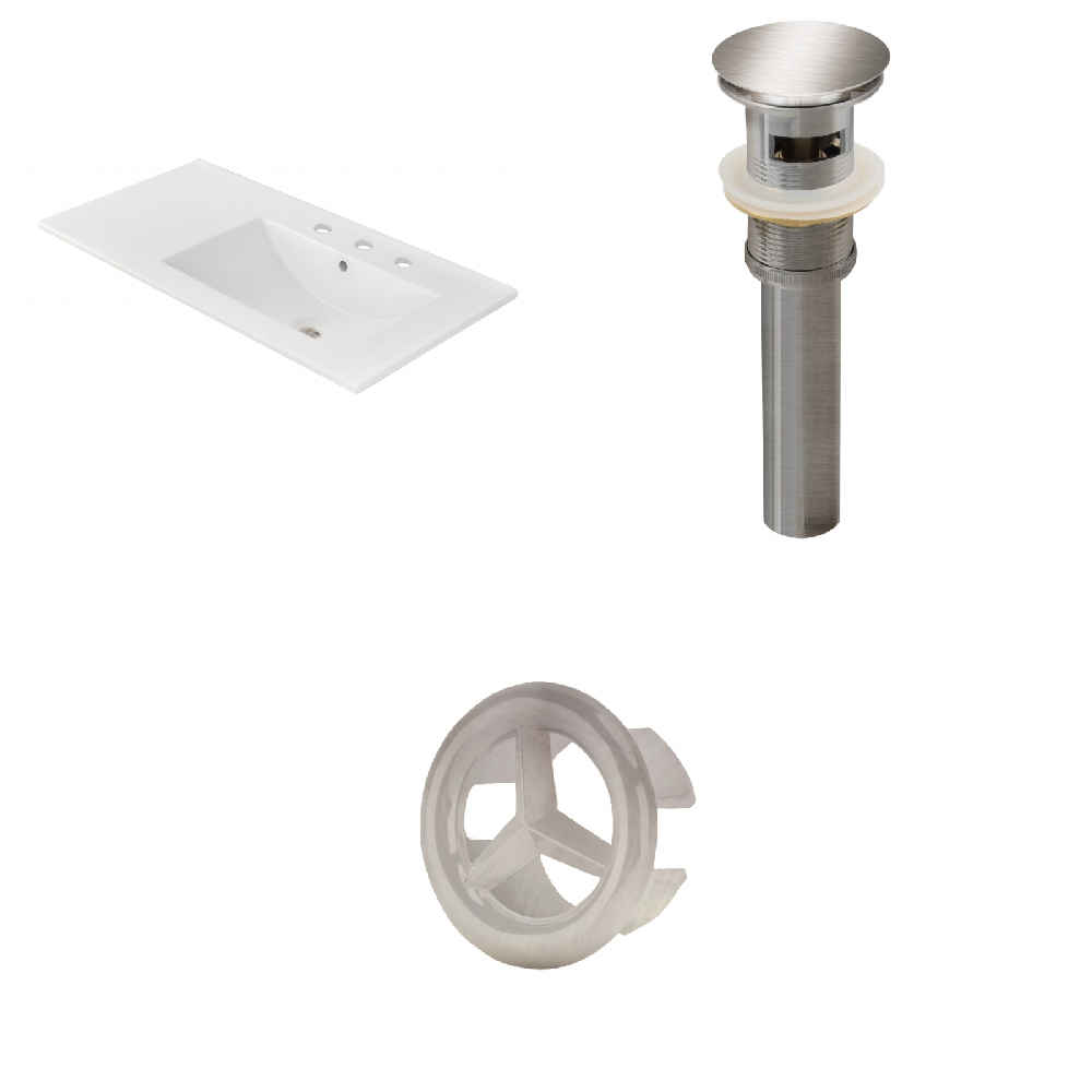 35.5-in. W 3H8-in. Ceramic Top Set In White Color - Overflow Drain Incl.