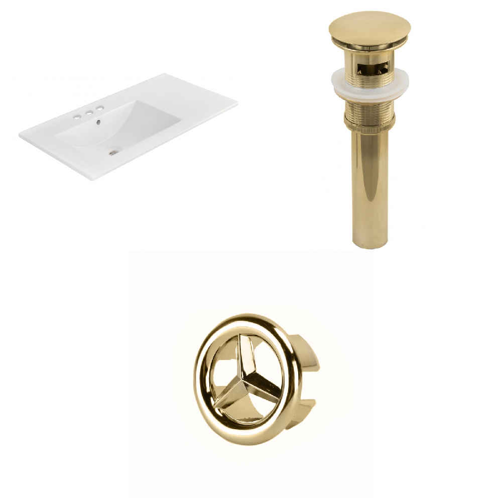 35.5-in. W 3H4-in. Ceramic Top Set In White Color - Overflow Drain Incl.
