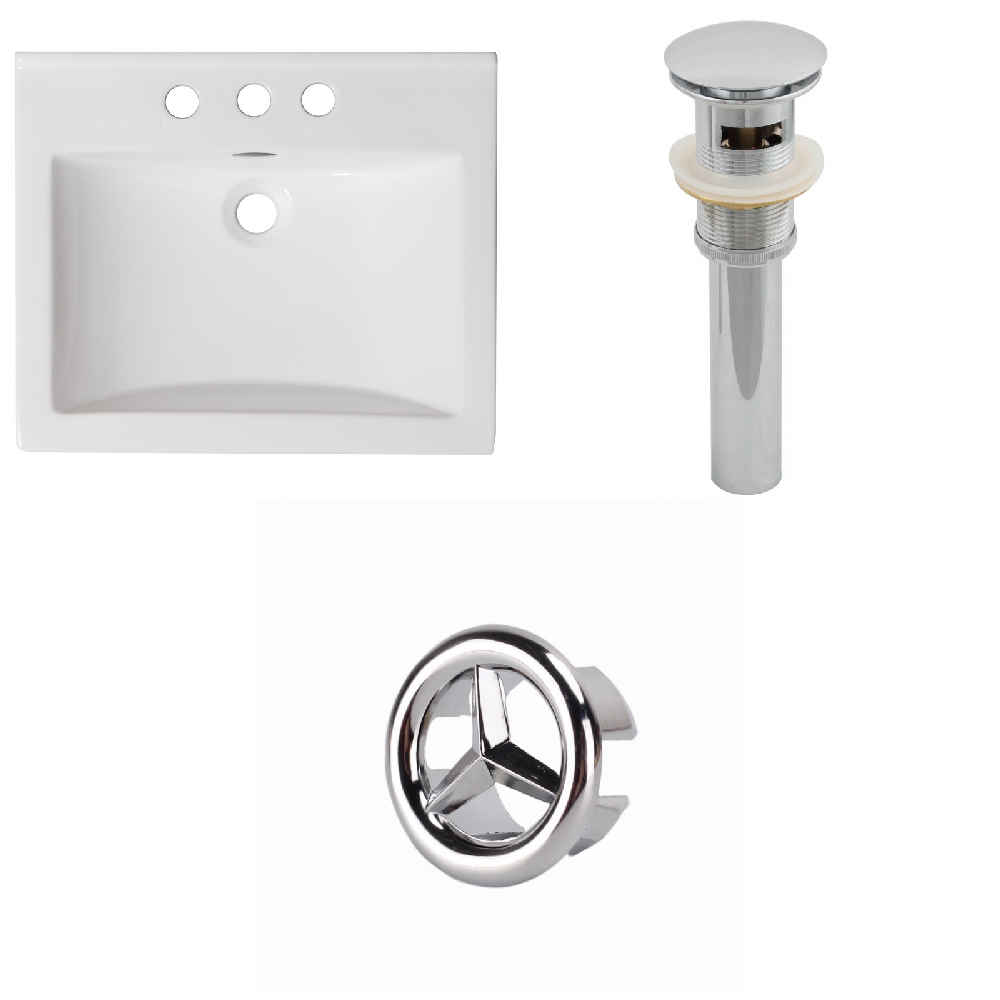 21-in. W 3H4-in. Ceramic Top Set In White Color - Overflow Drain Incl.