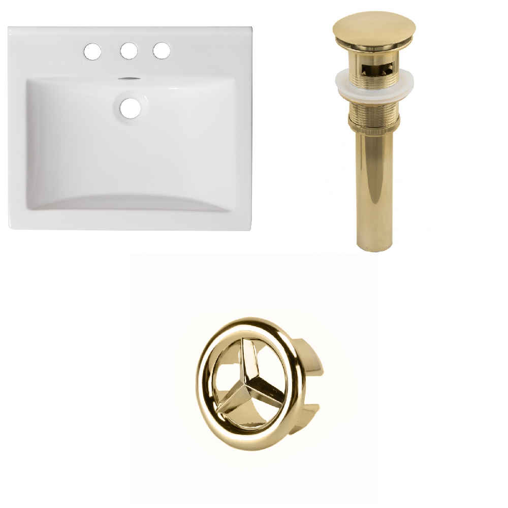 21-in. W 3H4-in. Ceramic Top Set In White Color - Overflow Drain Incl.