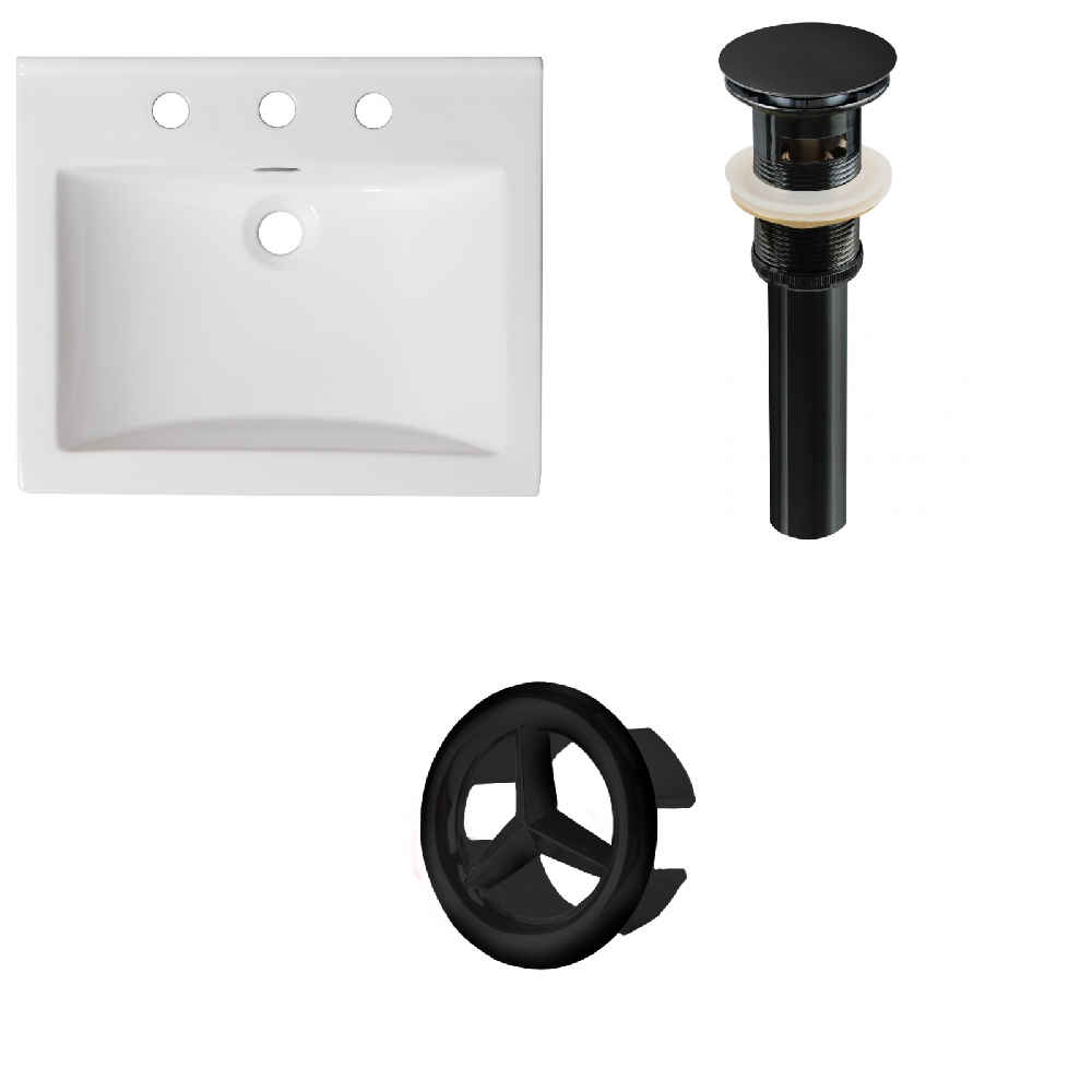 21-in. W 3H8-in. Ceramic Top Set In White Color - Overflow Drain Incl.