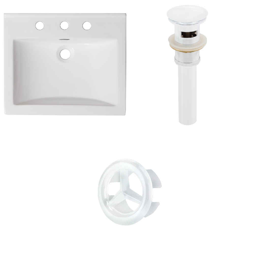 21-in. W 3H8-in. Ceramic Top Set In White Color - Overflow Drain Incl.
