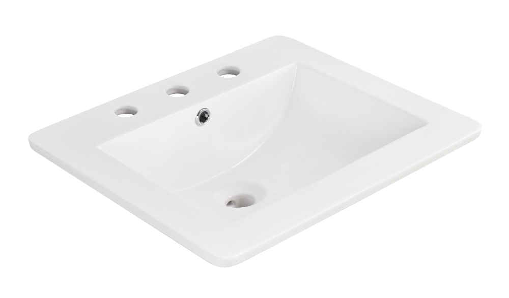 21-in. W 3H8-in. Ceramic Top Set In White Color - Overflow Drain Incl.
