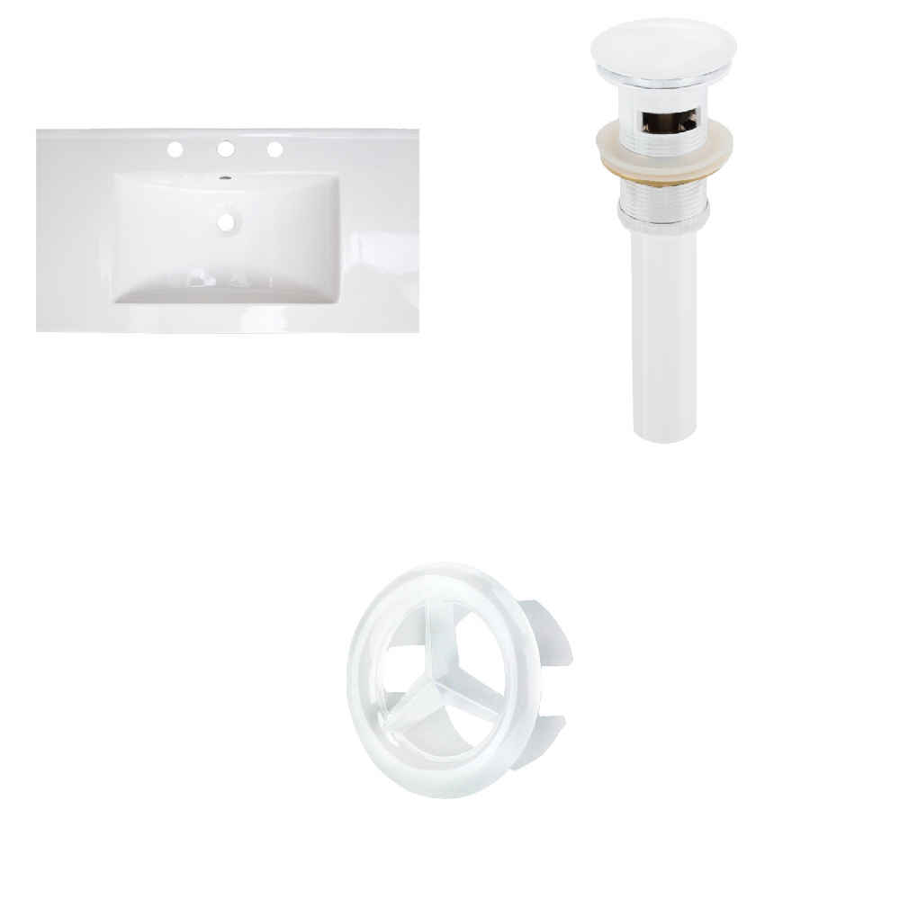 36.75-in. W 3H4-in. Ceramic Top Set In White Color - Overflow Drain Incl.