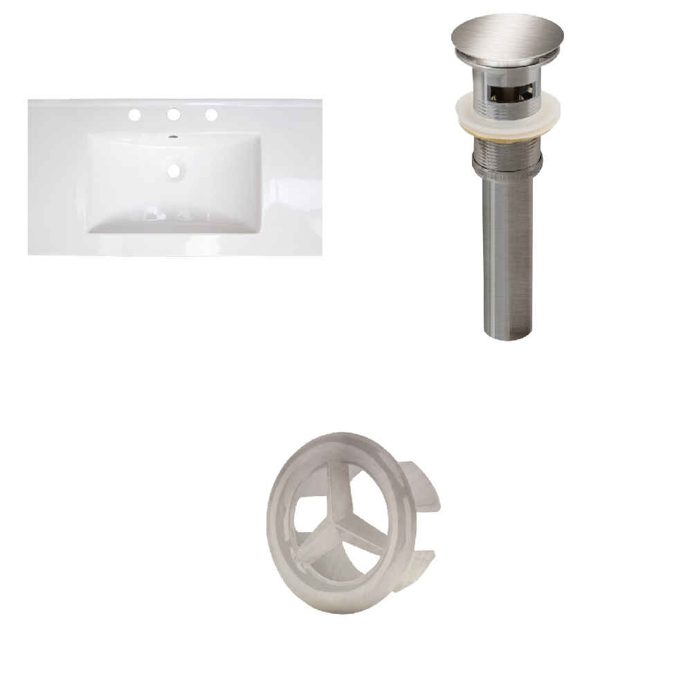 36.75-in. W 3H4-in. Ceramic Top Set In White Color - Overflow Drain Incl.