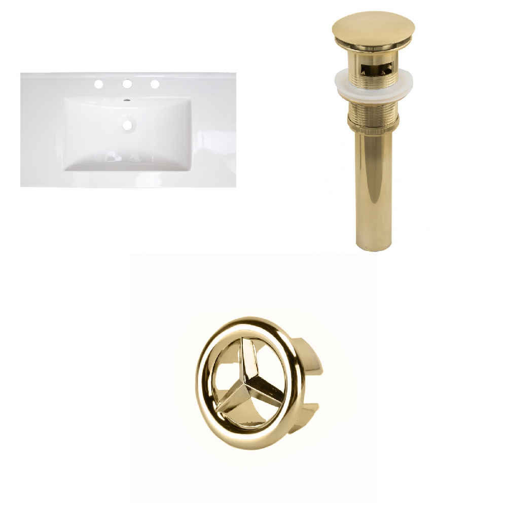 36.75-in. W 3H4-in. Ceramic Top Set In White Color - Overflow Drain Incl.