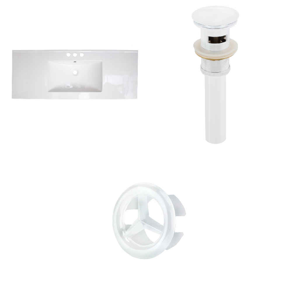 48.75-in. W 3H4-in. Ceramic Top Set In White Color - Overflow Drain Incl.