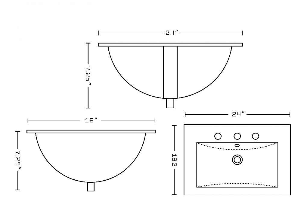 24-in. W 3H8-in. Ceramic Top Set In White Color - Overflow Drain Incl.