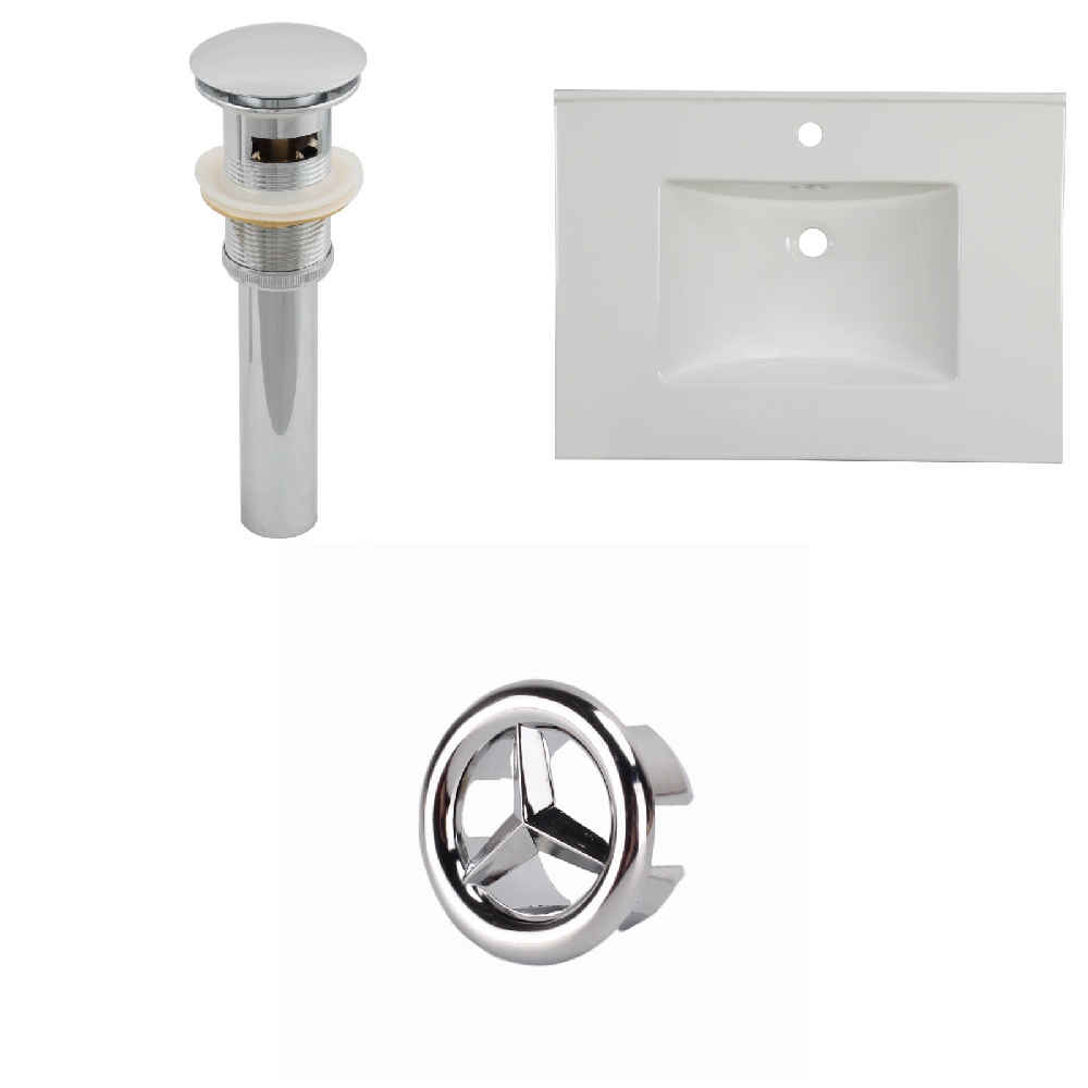30.75-in. W 1 Hole Ceramic Top Set In White Color - Overflow Drain Incl.