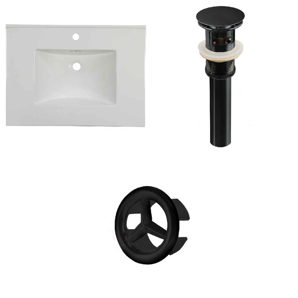 30.75-in. W 1 Hole Ceramic Top Set In White Color - Overflow Drain Incl.