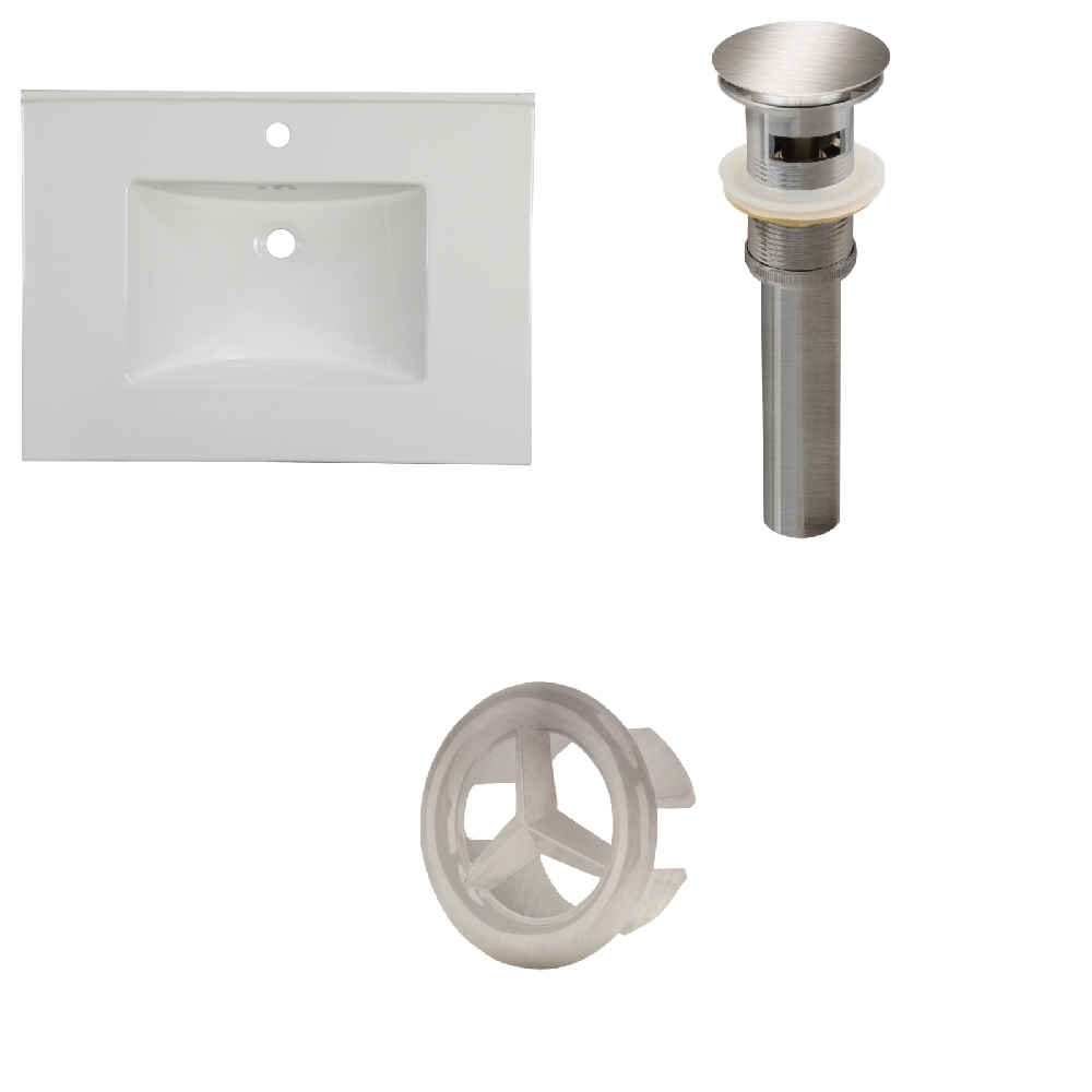 30.75-in. W 1 Hole Ceramic Top Set In White Color - Overflow Drain Incl.