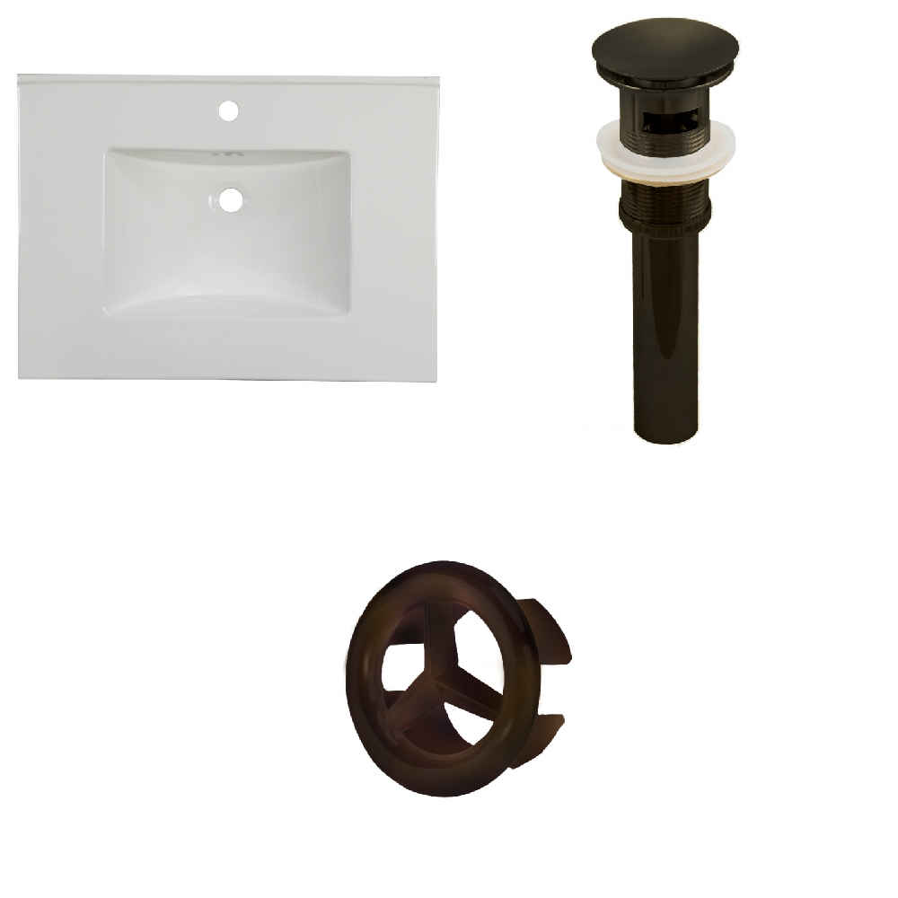 30.75-in. W 1 Hole Ceramic Top Set In White Color - Overflow Drain Incl.